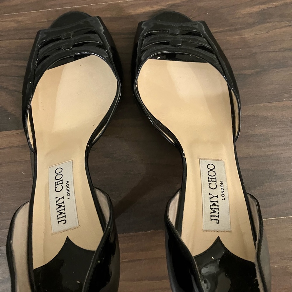 Jimmy Choo patent leather heels.